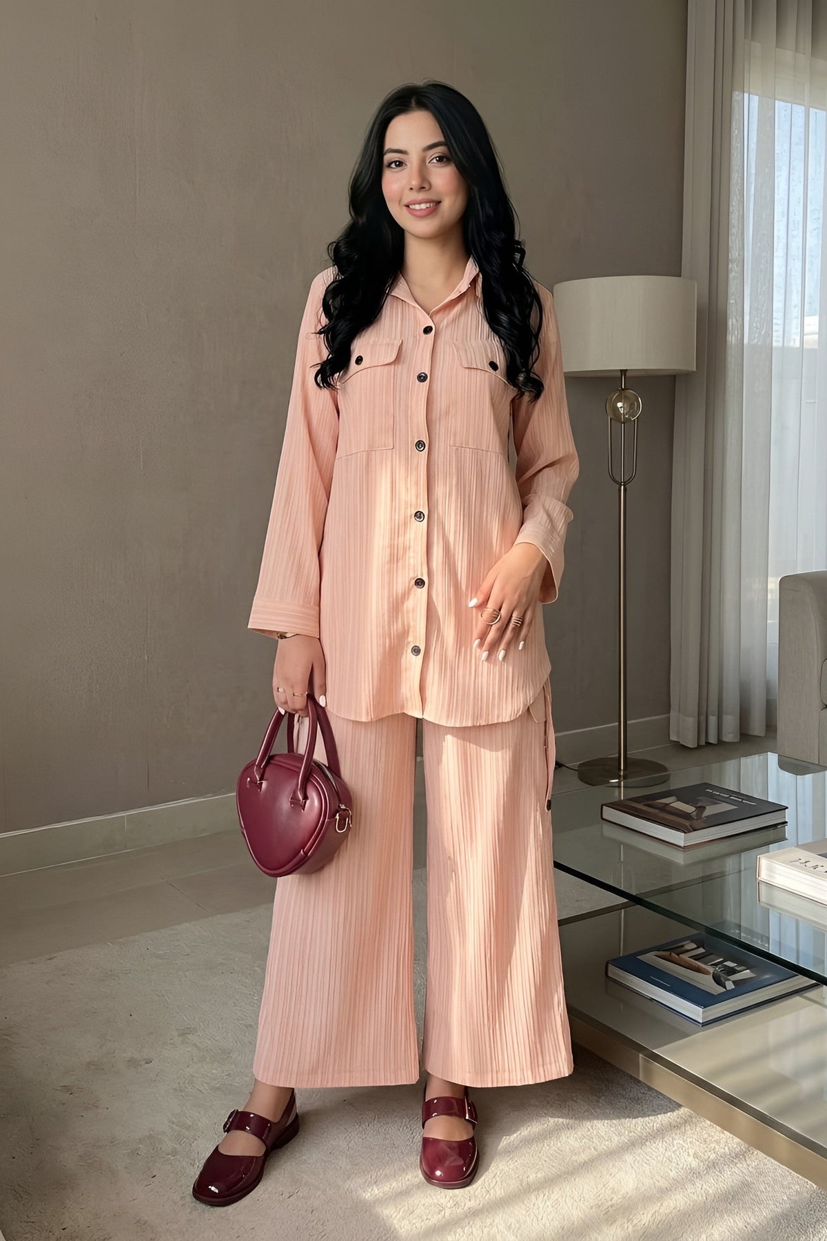 SOLID CO-ORD SET (TEA PINK)