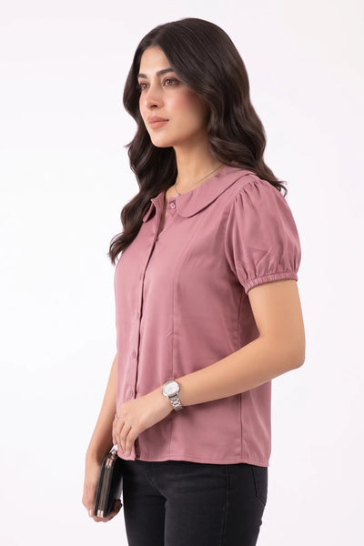 Rosewood Peter Pan collar blouse, side profile – Amna Ali Nawaz